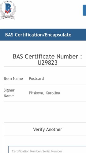 Karolina Pliskova Signed Autographed 5x7 W&S Tennis Card Beckett BAS COA b - Picture 3 of 3