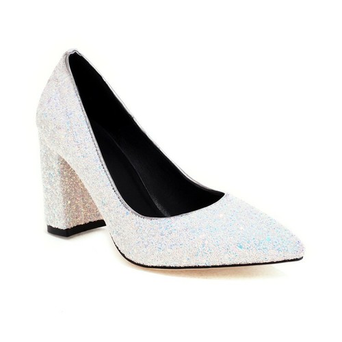 Ladies Pointed Shoes Bling Synthetic Leather High Heels Party Pumps US Size S295 - Picture 10 of 23