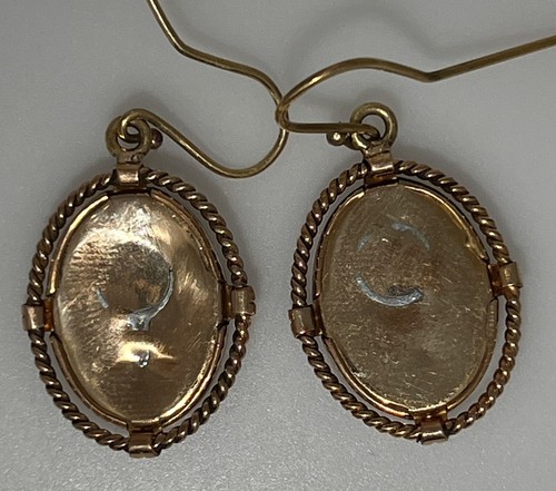 Victorian Gold Filled Flower Heart Dangle Drop Earrings - Picture 7 of 8