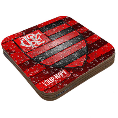 Set 4 Personalized Custom Coaster Water Drops Glossy Liga Brasil Futbol Soccer