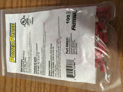 (100) Power Phase® 22-16 AWG #8 Stud Vinyl Insulated Butted Seam Funnel ...