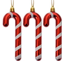 Clayre & Eef 66118 AnhäNger Zuckerstange Set 3 Rot-Weiß 4X1X13 Cm