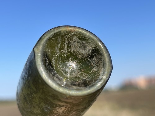 RZADKA antyczna damska butelka wina sprzed 1900 roku, dekoracyjne szkło kolekcjonerskie - Zdjęcie 7 z 11