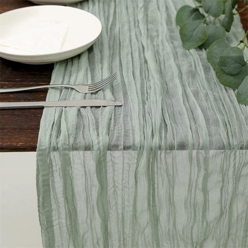 Mesh Tulle Table Runner Flag Tablecloth Frill Kitchen Banquet Home Wedding Party - Image 2 of 4
