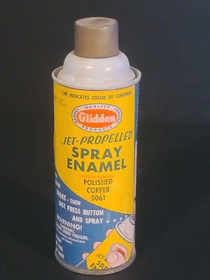 EMPTY CAN Vintage Glidden Jet Propelled Spray Enamel Polished Copper Paper Label