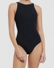 JETS Australia Women's Black Solid High Neck One Piece Swimsuit Size 4