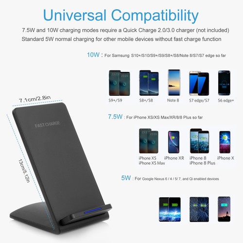 Wireless Fast Charger Charging Pad Dock Stand for Galaxy S10 S9 iPhone X XS - Picture 2 of 47