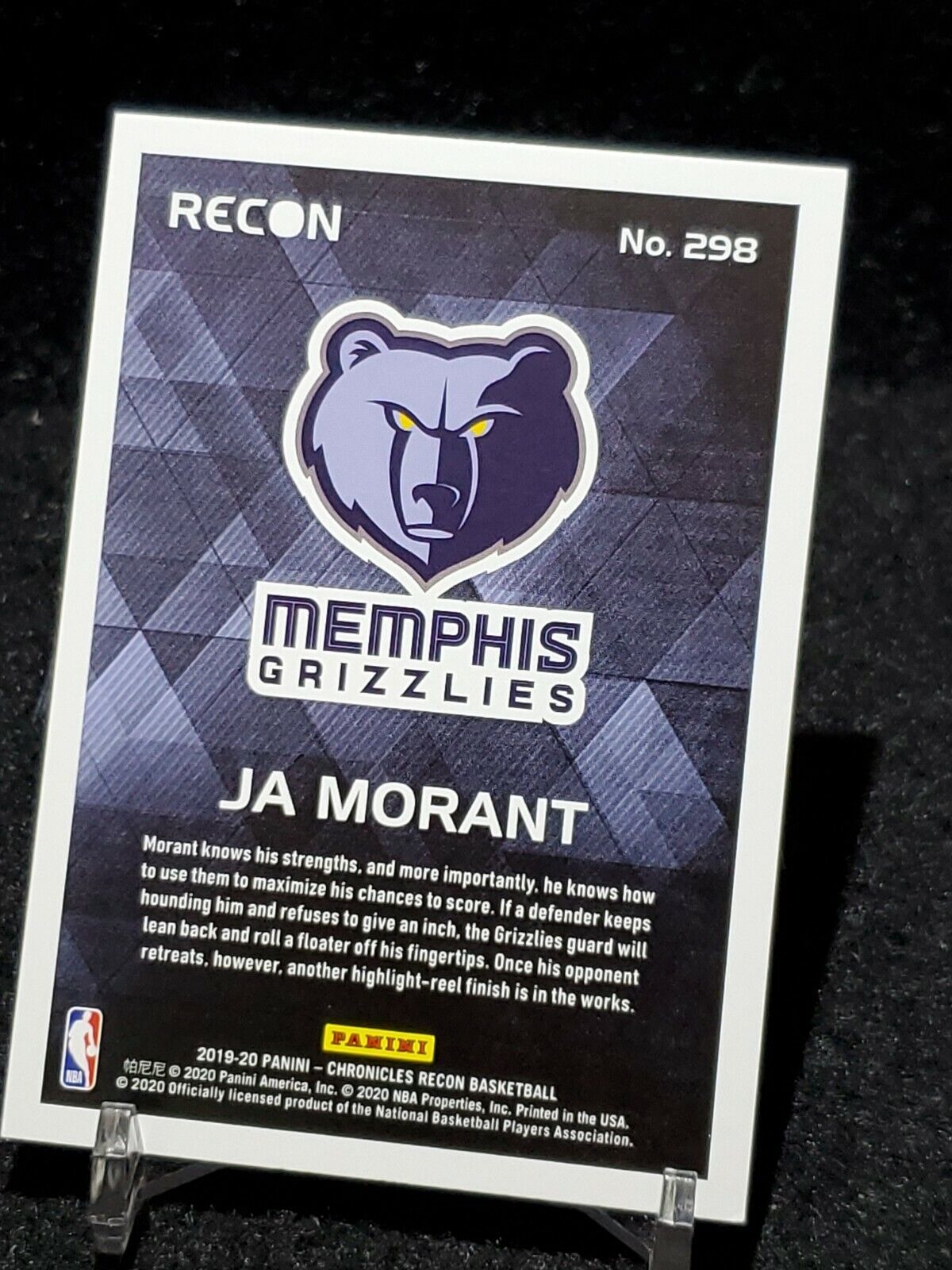2019-20 Panini Chronicles Recon Ja Morant Pink Parallel Rookie RC Grizzlies  #298