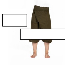 Thai GreenShort Leg Thai Fisherman Pants Massage Hippie Boho Yoga Pilates TaiChi