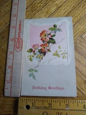 Postcard - Embossed Flower Print - Birthday Greetings