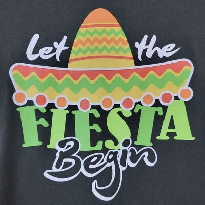 Let the Fiesta Begin T-Shirt Graphic Tee Juniors XL 15-17 Sombrero Taco Tuesday - Image 1 of 4