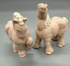 Kay Finch California Pottery Clydesdale Horse Figurine Pink Pair