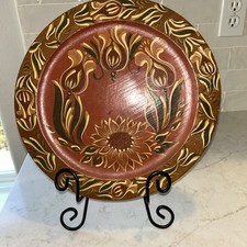 Vintage Norwegian Rosemaling Plate-HandPainted Wood FolkArt 11.5  