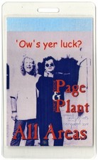 Jimmy Page & Robert Plant 1998 tour AA Laminated Backstage Pass - Led Zeppelin