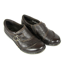 Clarks Collection Womens Dark Brown Leather Slip On Shoes Loafers Size 6.5 EUC