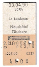 SWITZERLAND      *    Le Landeron  - Neuchatel   or  Tuscherz   1/2 price ticket