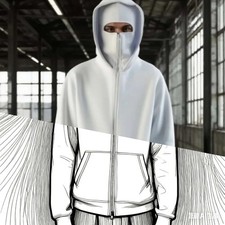 Balaclava Hoodie Zipper Winter Men Hoodies Balaclava Double Hood Mask Fleece
