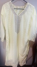 Embroidered Chiffon Salwar Kameez Beige Pakistani Women with Dupatta