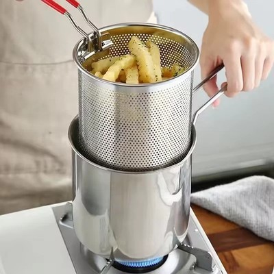 Deep Frying Pot Kitchen Fryer With Strainer Stainless Steel Tempura Fryer Pan Fr