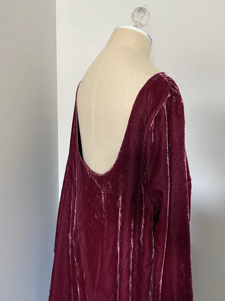 NWOT ModCloth Burgundy Velvet Scoop Back Bell Sleeve Cocktail Dress 2X - Image 3 of 3