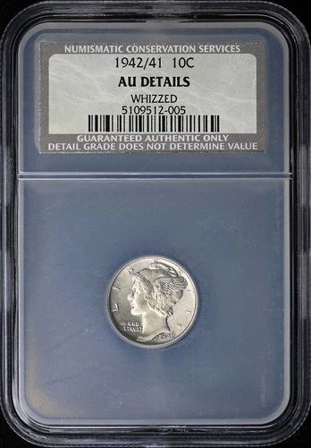 1942/41 Mercury Dime 10C NGC AU Details
