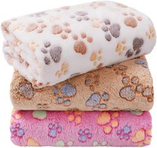 LINENLUX Dog Blankets 3-Pack, Super Soft Fluffy Fleece Pet Throw Warm