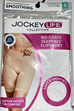Jockey Life Slipshort Size Small No Chafe Seam Free Smoothing Cotton Gusset