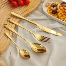 SANLI Gold Cutlery Set 24 Pieces Stainless Steel for 6 People – Gold