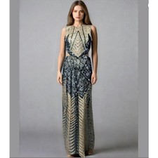 Venus Nude Black Sequin Formal Cut Out Side Sleeveless Evening Dress Gown 4