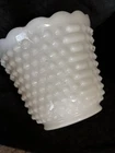 Vintage Fire-King White Milk Glass Hobnail Bowl Scalloped Edge Planter EUC 5.25”