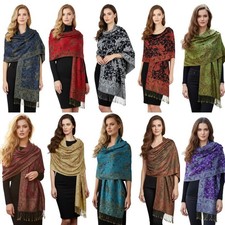 Paisley Pashmina Rave Shawl Scarf-Women's Reversible Ethnic Jacquard Pashmina Wr