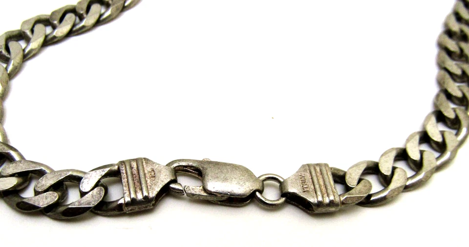 Collar de cadena de eslabones cubanos de plata esterlina 925 sólido pesado Italia 9MM 17" 47g Foto 3 de 4