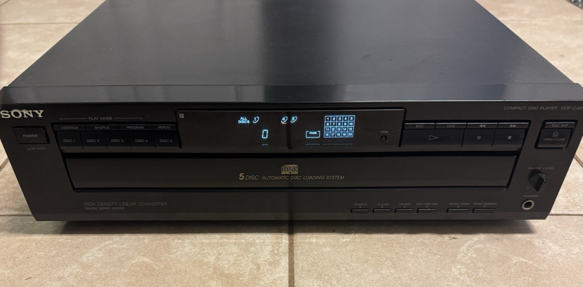Sony CDP-C325 Stereo 5-Disc CD Changer Compact Disc No Remote