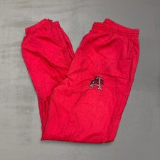 Vintage Arkansas Razorbacks Track Pants Red Nylon Mesh Lined Joggers Large