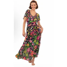 Gretchen Scott Designs Arles Birds and Bees Midi Maxi Dress Navy Size Large