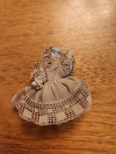 Antique Bisque Porcelain Miniature German Doll Dollhouse Doll Moving Arms ~ Lace