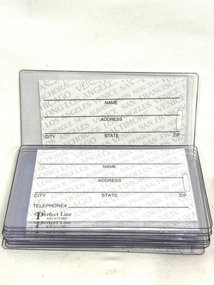 Clear Luggage Tags & Card Holders with Loops   10 Pack (3 Loop Colors Available)