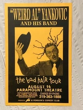 Weird Al Yankovic 1996 Bad Hair Tour Poster Paramount Theatre Cedar Rapids Iowa
