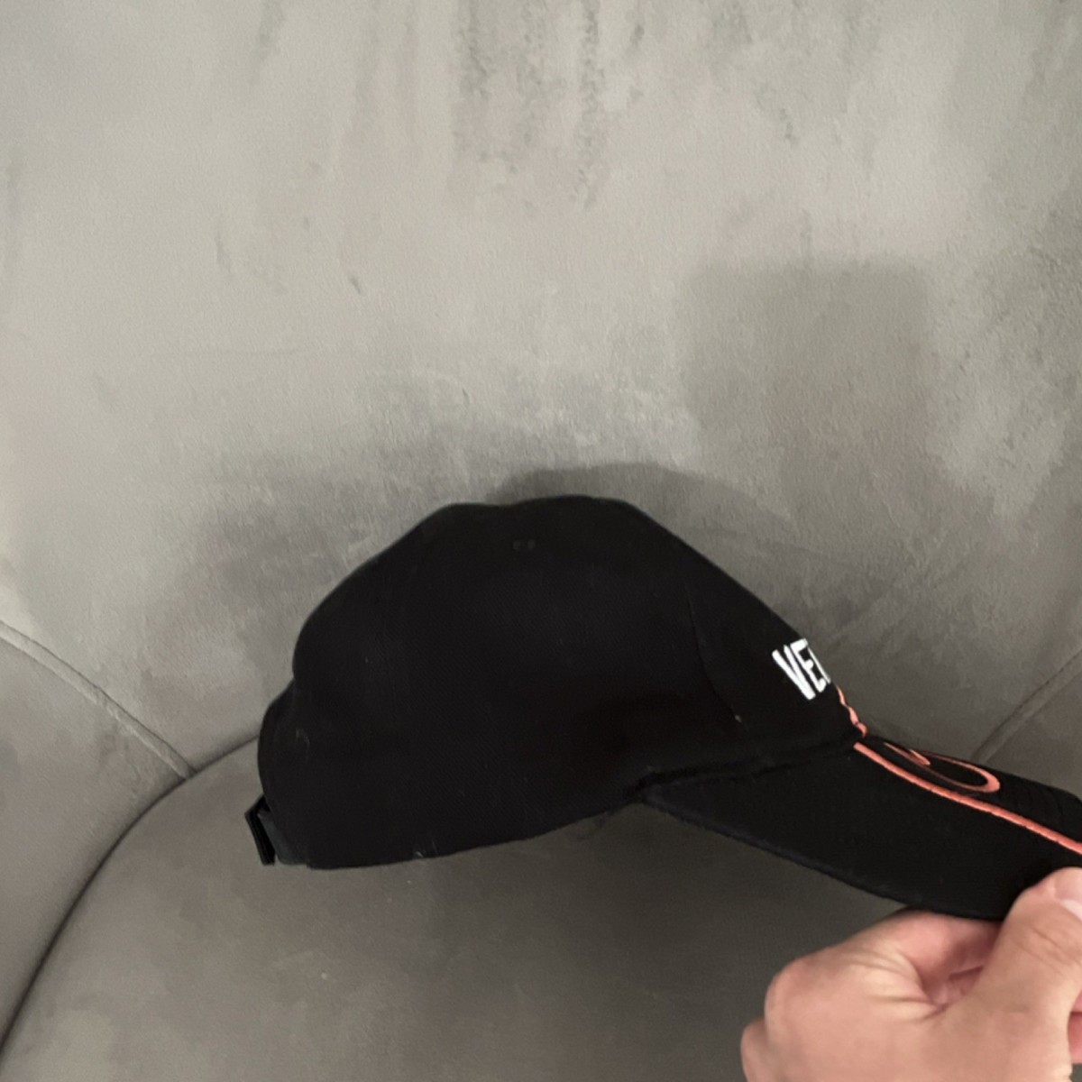 Vetements x Reebok Black Graphic Adjustable Baseball Cap Men