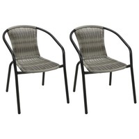 2 StüCk Rattan Stapelstuhl Bistrostuhl Gartenstuhl Stapelstuhl Grau Meliert