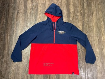 Fanatics New Orleans Pelicans NBA 1/2 Zip Windbreaker Jacket Mens 2XL Red Blue