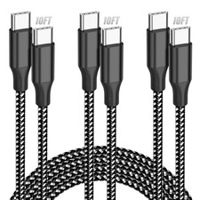 USB C to USB C Cable, 3 Pack 10FT 60W Type C Nylon Braided Charger Cord Fast ...