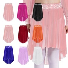 Kids Girls Dress Ballet Dancewear Chiffon Skirt Lyrical Ballroom Sheer Mesh