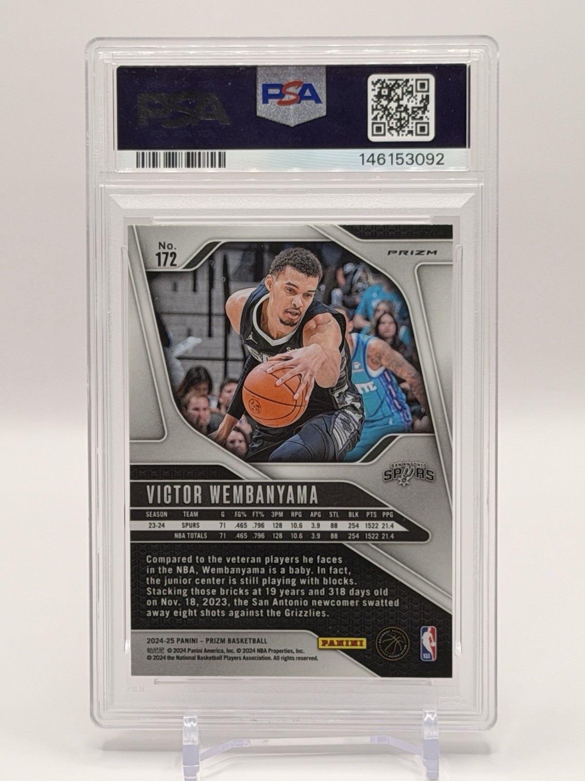 2024-25 Panini Prizm | Pink Ice Prizm Victor Wembanyama #172 | PSA 10 GM | US view 2