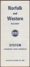 Norfolk & Western Railway System Railroad Timetable 10/30 1966