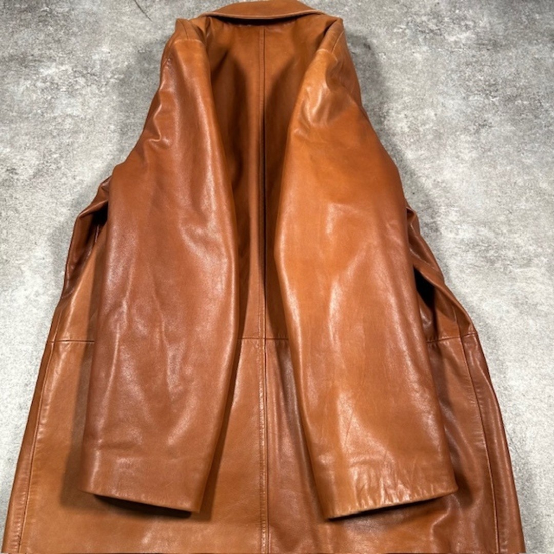 HUGO BOSS Calfskin Leather Coat With Fur Liner Brown Balmain Men's Used NE51-0 thumbnail 6