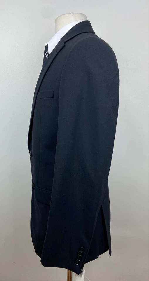 $600 BRAND NEW BAR III Mens 40L Solid Black Slim Fit 2 Piece Suit W/ Pants 34x32 - Image 4 of 4