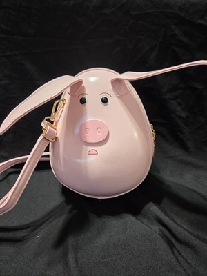 Women's Cute Pig Face Crossbody Bag - Pink Purse with Zipper Closure,