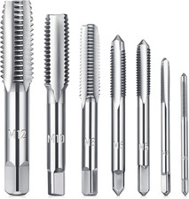 7pc Metric Tap Set M3-M12 HSS Nitriding Spiral Point Taps T-Handle Wrench Tool
