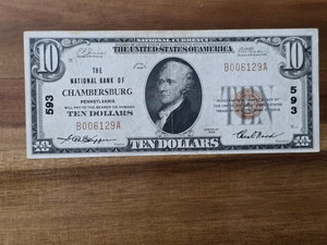 $10 1929 National Note TY1 B006129A circulated ungraded Chambersburg PA